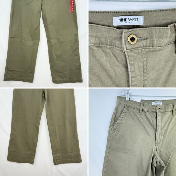 NINE WEST Women's Wide-Leg Jeans Green With Pockets Pants Size 14 New - Picture 13 of 16
